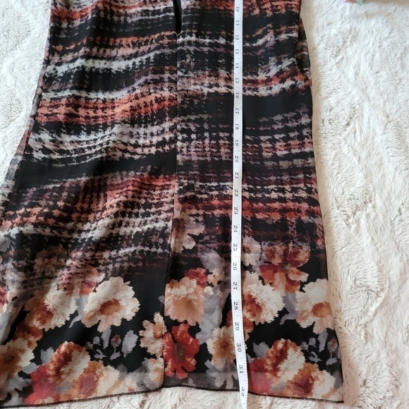 Miss Miss Sleeveless Wavy Plaid Floral Print Hem Crew Neck Dress Size M - Picture 13 of 16